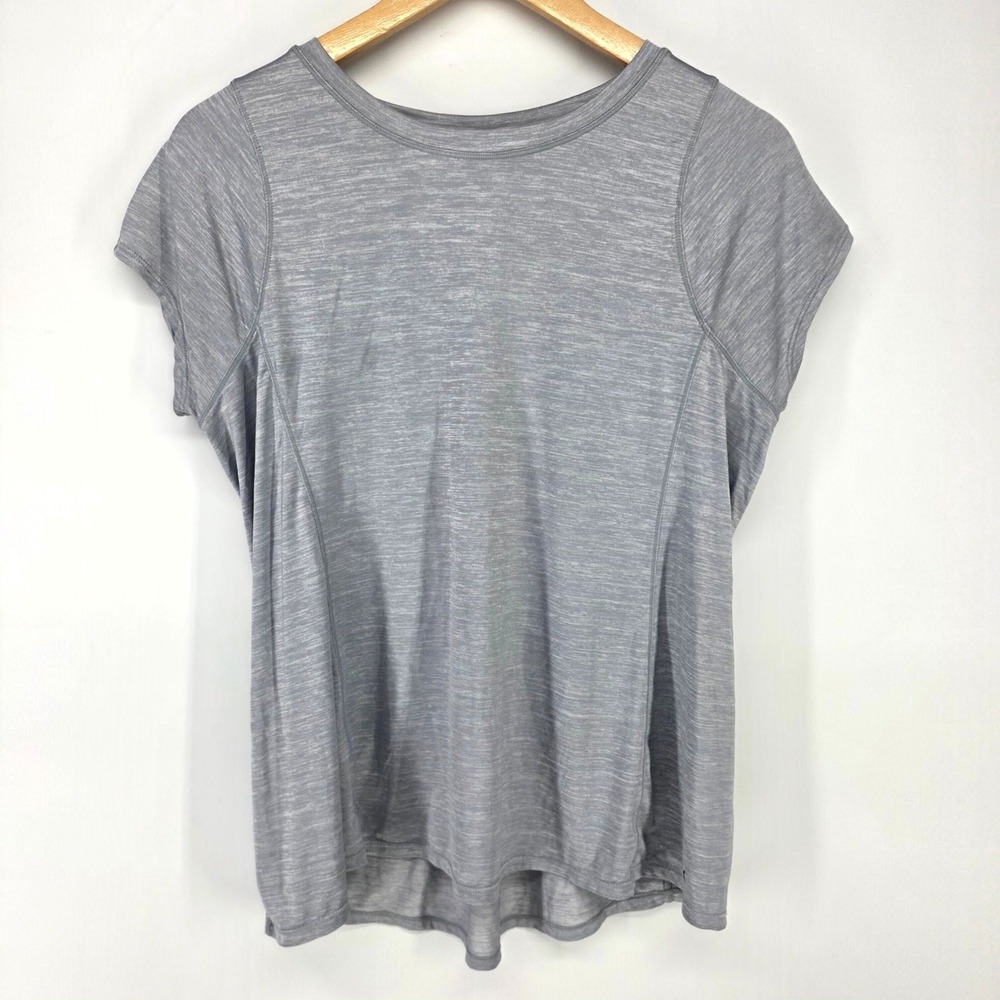 Calvin Klein Performance Top Womens L Gray Space Dye Pleated Back Active Shirt